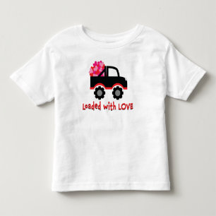 バレンタインデーにラブトラックを積み込む トドラーTシャツ