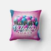 バレンタインデーにロマンチックなピンクと青のバルーン クッション (裏面)