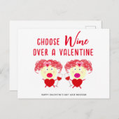 バレンタインデーにワインおもしろいを選ぶ シーズンポストカード (正面/裏面)