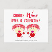 バレンタインデーにワインおもしろいを選ぶ シーズンポストカード (正面)