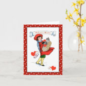 バレンタインデーに入った猫 カード (黄色い花)