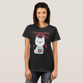 バレンタインデーに幸せな猫のコーヒー Tシャツ (正面フル)