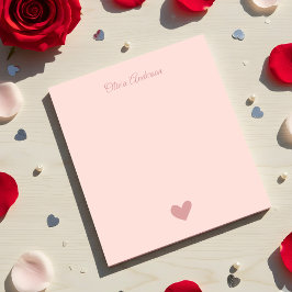 バレンタインデーに心を込めて Dusty Rose ハート ネーム入り ノートパッド