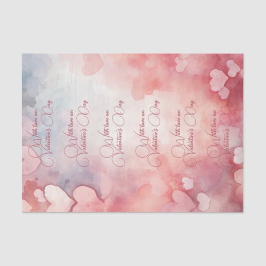 バレンタインデーに恋をするバレンタインピンクのハート 薄葉紙 (正面)