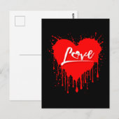 バレンタインデーに溶ける赤いハートのLOVE ポストカード (正面/裏面)