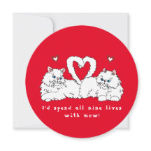 バレンタインデーに白いペルシャ猫とハート