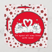 バレンタインデーに白いペルシャ猫とハート (正面/裏面)