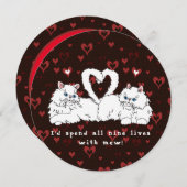 バレンタインデーに白いペルシャ猫とハート (正面/裏面)