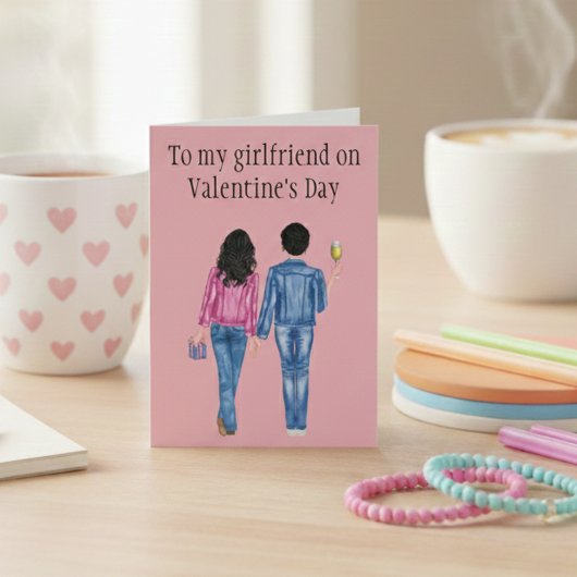 バレンタインデーに私の彼女へ　水彩画 シーズンカード