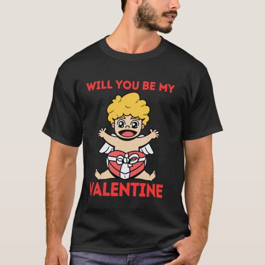 バレンタインデーに私の恋人になってくれますか 面白い罪深い恋 Tシャツ (正面)