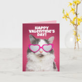 バレンタインデーに誰にでも楽しい猫のユーモア カード (黄色い花)