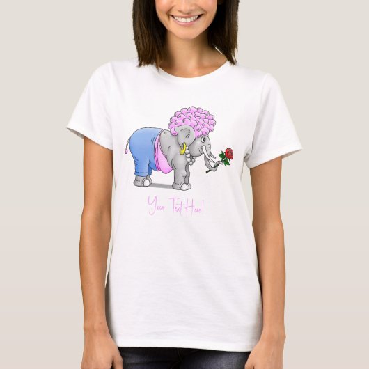 バレンタインデーに象の赤いバラ Tシャツ (正面)
