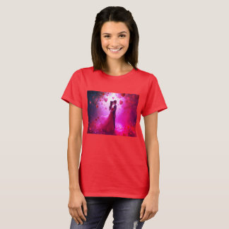 バレンタインデーに赤い服を着て踊る二人の若い恋人 Tシャツ