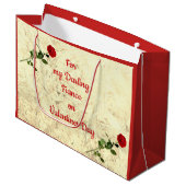 バレンタインデーに赤ローズダーリング婚約者 ラージペーパーバッグ (正面アングル)