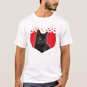 バレンタインデーに黒猫が登場 Tシャツ