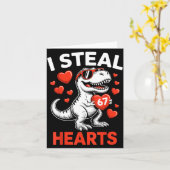 バレンタインデーに67個のハートを盗む 67のミーム 6 7 T-レックス カード (黄色い花)