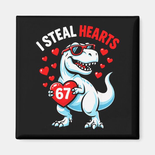 バレンタインデーに67個のハートを盗むT-REX マグネット (正面)