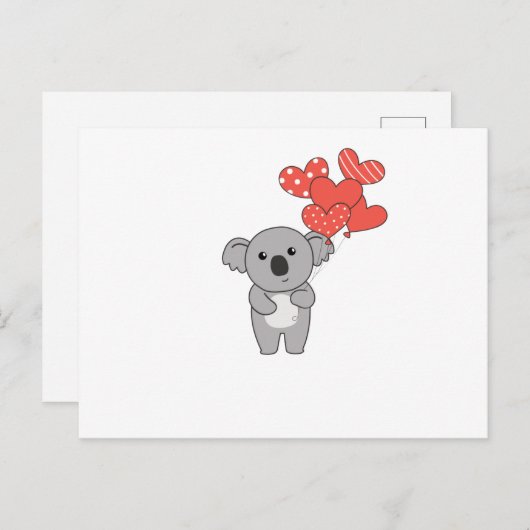 . .バレンタインデーに～と一緒に甘い動物を飼うコアラ ポストカード (正面/裏面)
