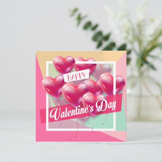 バレンタインデーのおしゃれでかわいいグリーティングカード シーズンカード (スタンド正面)