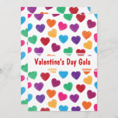 バレンタインデーのお祭りの球かダンスパーティーのハート 招待状 (正面/裏面)