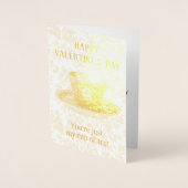 バレンタインデーのお茶ヴィンテージフローラ茶碗 箔カード (正面)