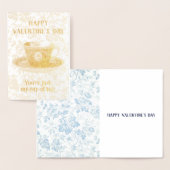 バレンタインデーのお茶ヴィンテージフローラ茶碗 箔カード (ディスプレー)