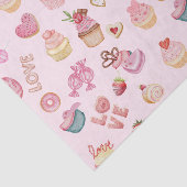 バレンタインデーのお菓子とカップケーキのピンク 薄葉紙 (詳細)