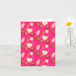 バレンタインデーのお菓子やキャンディーのパターン カード