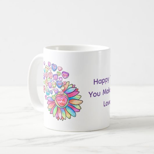 バレンタインデーのお菓子プレゼントをパーソナライズハート コーヒーマグカップ (正面左)