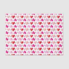 バレンタインデーのかわいいハート及び矢ピンク及び赤 薄葉紙