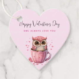 バレンタインデーのかわいいピンクのフクロウ フェイバータグ