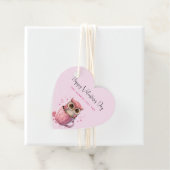 バレンタインデーのかわいいピンクのフクロウ フェイバータグ (インサイチュ)