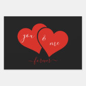 バレンタインデーのかわいいリンク付きカスタマイズのハート ラッピングペーパーシート (正面3)