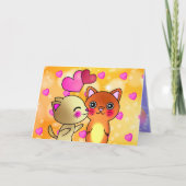 バレンタインデーのかわいいロマンス夫婦猫 カード (正面)