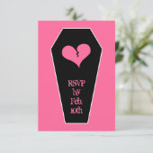 バレンタインデーのかわいい壊れたハートを棺桶に 招待状 (スタンド正面)