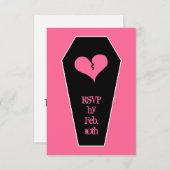 バレンタインデーのかわいい壊れたハートを棺桶に 招待状 (正面/裏面)