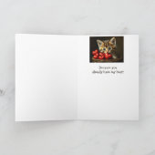 バレンタインデーのかわいい子猫赤いハート カード (内部)