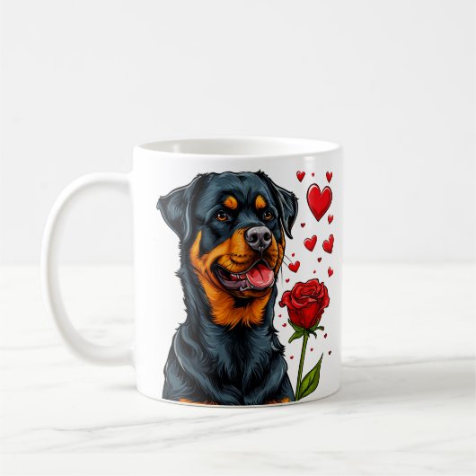 バレンタインデーのかわいい犬 コーヒーマグカップ (左)