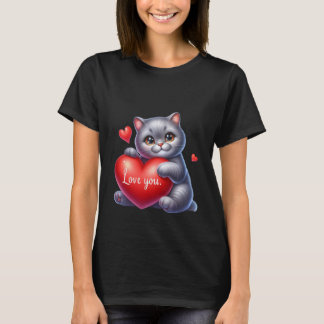 バレンタインデーのかわいい猫ハートバルーンアート✨🐱🎈 Tシャツ