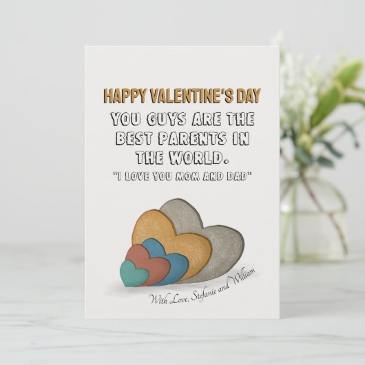 バレンタインデーのことわざママとパパ シーズンカード (スタンド正面)