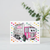 バレンタインデーのごみ車3D シーズンポストカード (スタンド正面)