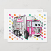 バレンタインデーのごみ車3D シーズンポストカード (正面/裏面)