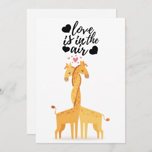 バレンタインデーのためのかわいいキリンラブカード シーズンカード (正面/裏面)