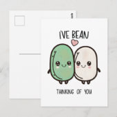 バレンタインデーのための豆の考えであなたを想った - 食事のおもしろいダジャレ ポストカード (正面/裏面)