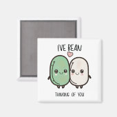 バレンタインデーのための豆の考えであなたを想った - 食事のおもしろいダジャレ マグネット (正面/裏面)