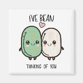 バレンタインデーのための豆の考えであなたを想った - 食事のおもしろいダジャレ マグネット (正面)