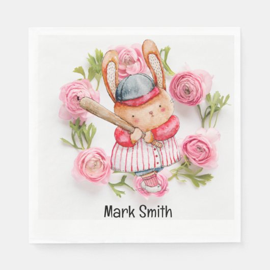 バレンタインデーのための野球 スタンダードランチョンナプキン (正面)