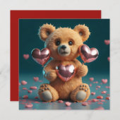 バレンタインデーのとってもかわいい小さなクマ シーズンカード (正面/裏面)
