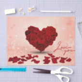 バレンタインデーのばら色のハートの花束-ティッシュペーパー 薄葉紙 (クラフト)