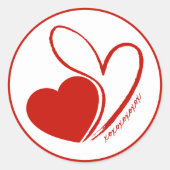 バレンタインデーのひずんだハート ラウンドシール (正面)